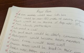 A list of prayer points. All of the prayer points have ticks on the left-hand margin.